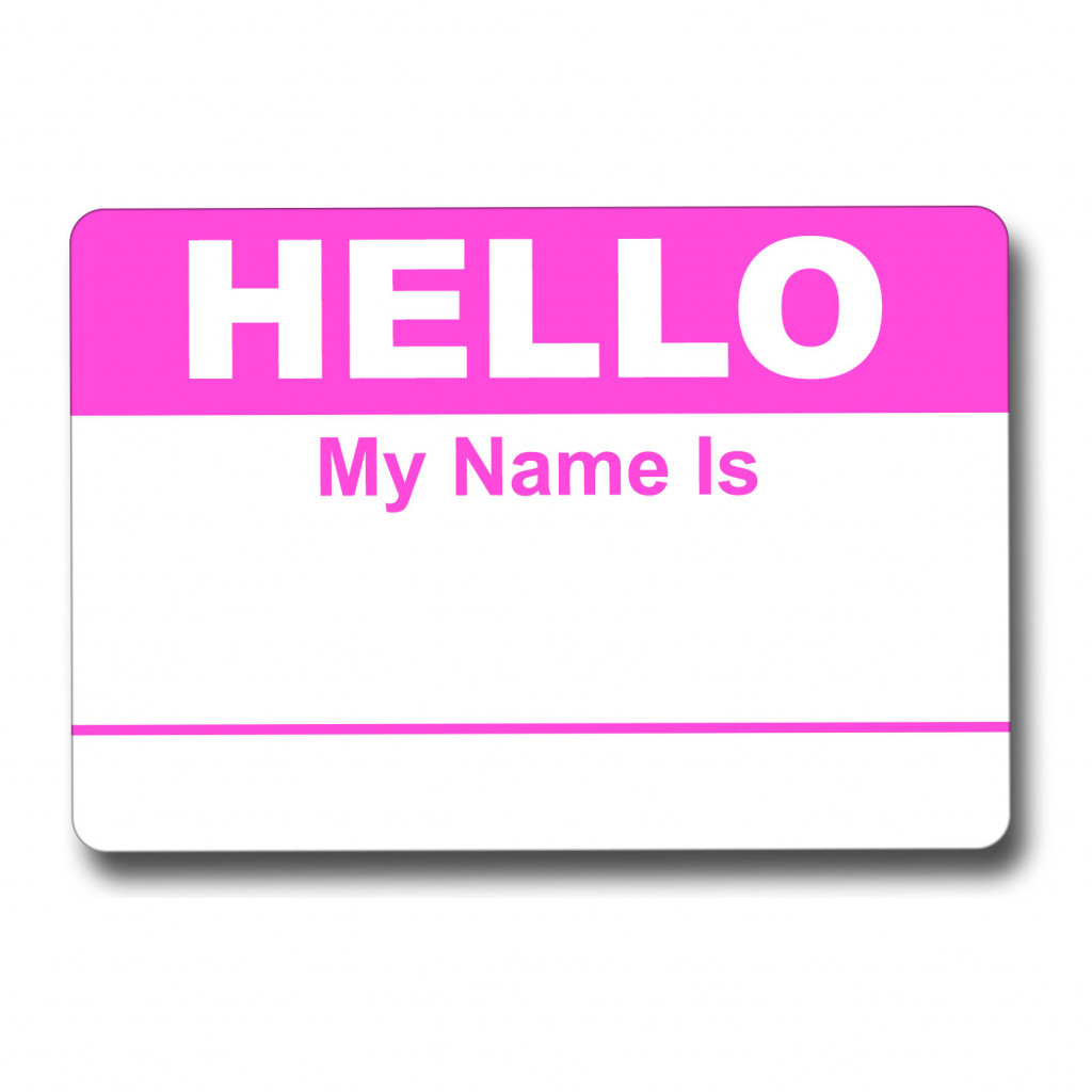 Name Badge & Metal ID Reel - Pink Floral Rainbow Hello My Name is