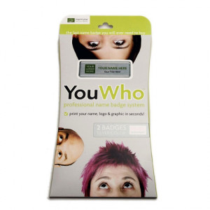YouWho Professional Name Badge System - 1.5 x 3 inch Silver Metal with Dome Lens