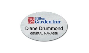 Silver Oval Metal with Hilton Name Badge